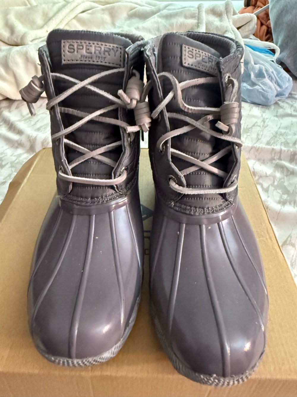 Sperry Saltwater Puff Nylon Grey Women's Boots